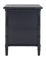 SAFAVIEH Home Collection Mina Modern Coastal 3 Drawer 25" Bamboo Nightstand, Navy/Gold Safavieh