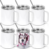 Wzaytia 12 Oz Sublimation Coffee Mug Blanks With Handle, 6 Pack Stainless Steel Sublimation Coffee Tumbler, Individually Boxed, White Wzaytia