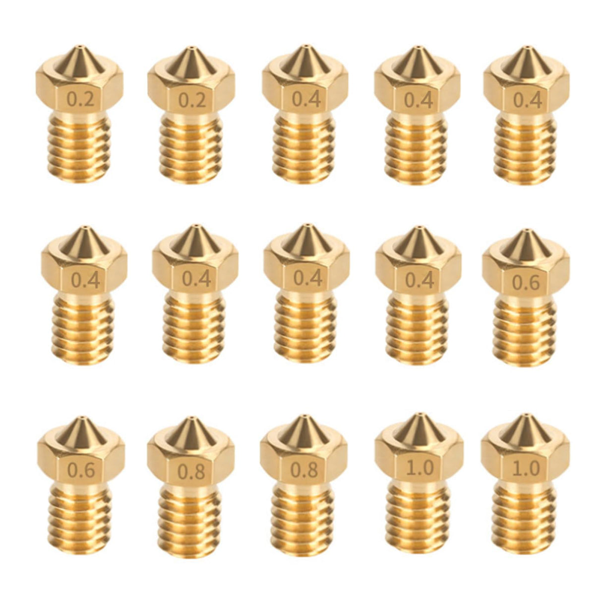 LANKEGU 15PCS Brass Nozzles Kit for Anycubic Kobra, 3D Printer 7PCS 0.4mm Nozzles and 2PCS 0.2mm, 0.6mm, 0.8mm, 1.0mm Brass Nozzles Kit for Anycubic Mega, Mega X, Chrion, Kobra, Kobra Neo LANKEGU