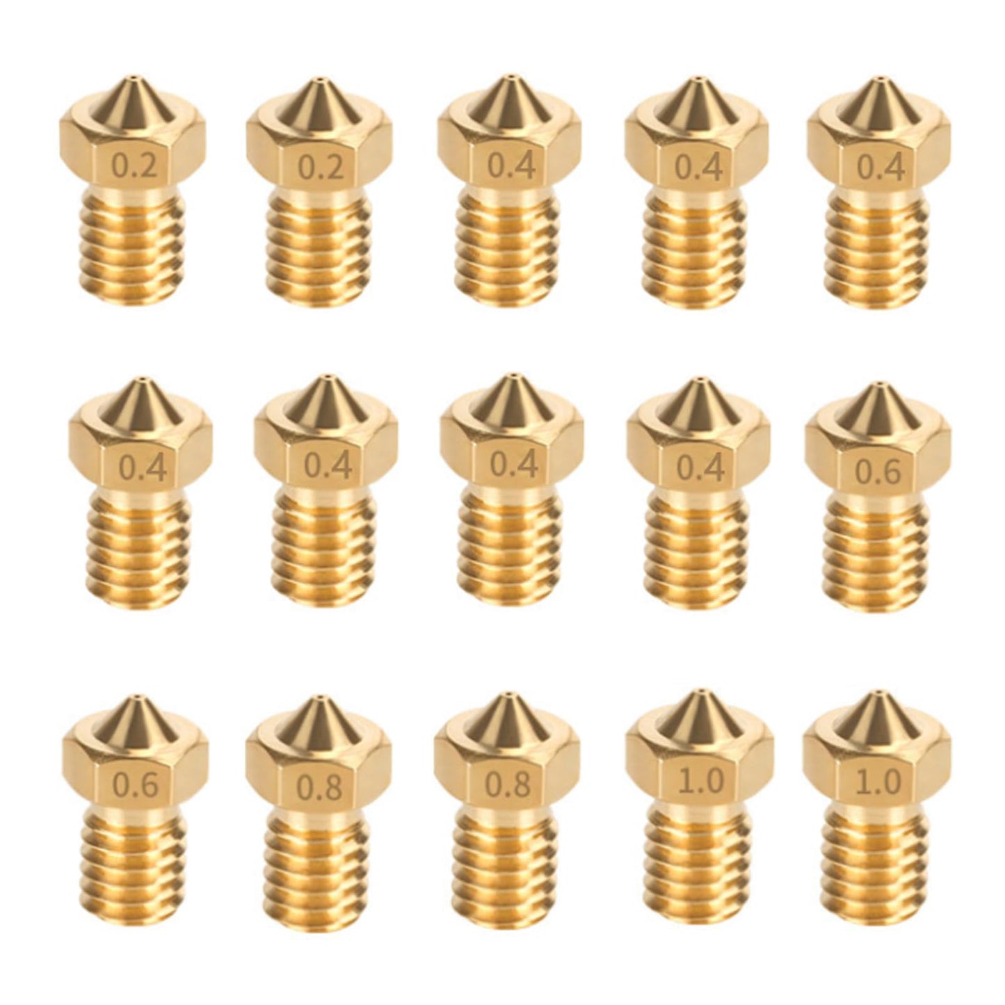 LANKEGU 15PCS Brass Nozzles Kit for Anycubic Kobra, 3D Printer 7PCS 0.4mm Nozzles and 2PCS 0.2mm, 0.6mm, 0.8mm, 1.0mm Brass Nozzles Kit for Anycubic Mega, Mega X, Chrion, Kobra, Kobra Neo - WoodArtSupply