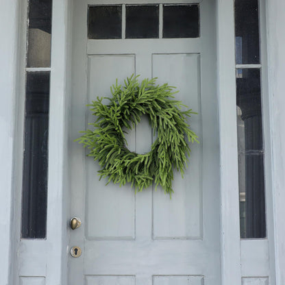 Real Touch Norfolk Pine Wreath - 24" Artificial Christmas Wreath Faux Pine Green Wreath for Front Door, Wall, Windows, Xmas Decoration