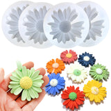 4 PCS Daisy Flower Silicone Molds for Candles, 3D Flower Candle Mold Silicone Daisy DIY Soap Wax Epoxy Resin Plaster Concrete Casting Polymer Clay Craft, Chocolate Fondant Cake Topper Decoration Mold Keromtein