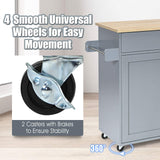 Giantex Kitchen Island, Rolling Kitchen Cart with Spice and Towel Rack, Large Drawer & 2-Door Storage Cabinet, Home Service Cart on Lockable Wheels, Wood Kitchen Trolley, Spacious Tabletop (Gray) Giantex