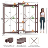 Homykic Bamboo Closet System Clothes Rack, Large Freestanding Garment Rack Clothing Rack for Hanging Clothes with 7 Storage Shelves and 5 Rods, Open Wardrobe Organizer with 4 Hooks, Espresso Homykic