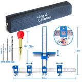 Cabinet Hardware Jig, King&Charles Cabinet Handle Jig + Automatic Hole Punch + Point Drill Bits, Use for Handles Knobs Pulls on Drawers/Doors, Wood Drilling Dowelling Guide Set. King&Charles