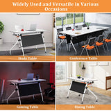 Folding Conference Table,Rolling Meeting Table for Conference Room,Flip Top Mobile Trainning Table with Wheels,Foldable Conference Room Tables,Rectangle Meeting Seminar Table for Office (4Pack 53.1in MSFDC