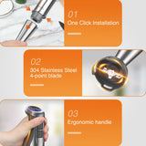 KOIOS 1100W Immersion Hand Blender, Stainless Steel Stick Blender with 12-Speed & Turbo Mode, 5-in-1 Handheld Blender with 600 ml Mixing Beaker with Lid, 500 ml Chopper, Whisk, Milk Frother, BPA-Free KOIOS