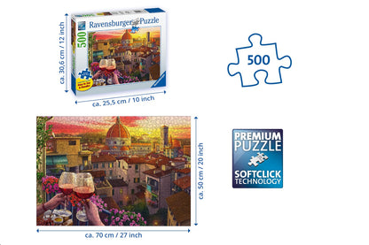 Ravensburger Cozy Wine Terrace - 500 Piece Large Format Jigsaw Puzzle | Unique Softclick Technology | Premium Matte Finish | Ideal for All Ages