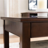 Leick Home 10504 Laurent Two Drawer Coffee Table with Shelf, Chocolate Cherry Leick Home