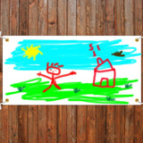 4 Pack Large Banners Signs Paintable Blank Banners 2 x 4 Feet White Flags Plain Make Your Own Banner DIY Party Festival Celebration Sport Activities School Events Outdoor Decoration with 39.37ft Rope AccuLess