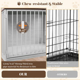 TBWIND Dog Crate Furniture for Large Dogs, 36" Indoor Wooden Dog Kennel with 270° Swivel Door & 360° Rotating Feeder, Decorative Heavy Duty Dog House with Double Locks & Bowls, White TBWIND