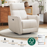 ANJ Swivel Recliner Chair, Glider Rocker Recliners for Nursery, Power Rocker Reclining Chair with USB Port, Upholstered Leathaire Electric Rocking Chairs for Living Room, Bedroom, Cream White ANJ