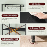 MAHANCRIS Bakers Rack with Drawer, Microwave Stand with Power Outlet, Coffee Bar Station with 4 Hooks, Kitchen Storage Shelf Rack 4 Tiers, for Kitchen, Dining Room, Black BRBK48E01 MAHANCRIS