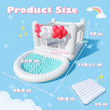 White Bounce House, Bounce House for Kids 3-6 with Ball Pit Pool, Toddler Mini Bounce House, Indoor Outdoor Inflatable Bounce House for Kids and Adults (Without Blower) CHUNNIAN