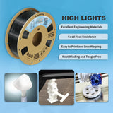 OVERTURE Tough PC Professional Filament, Cardboard Spool, 1kg(2.2lbs), Dimensional Accuracy Probability +/- 0.02mm, Fit Most FDM Printer (Black) OVERTURE