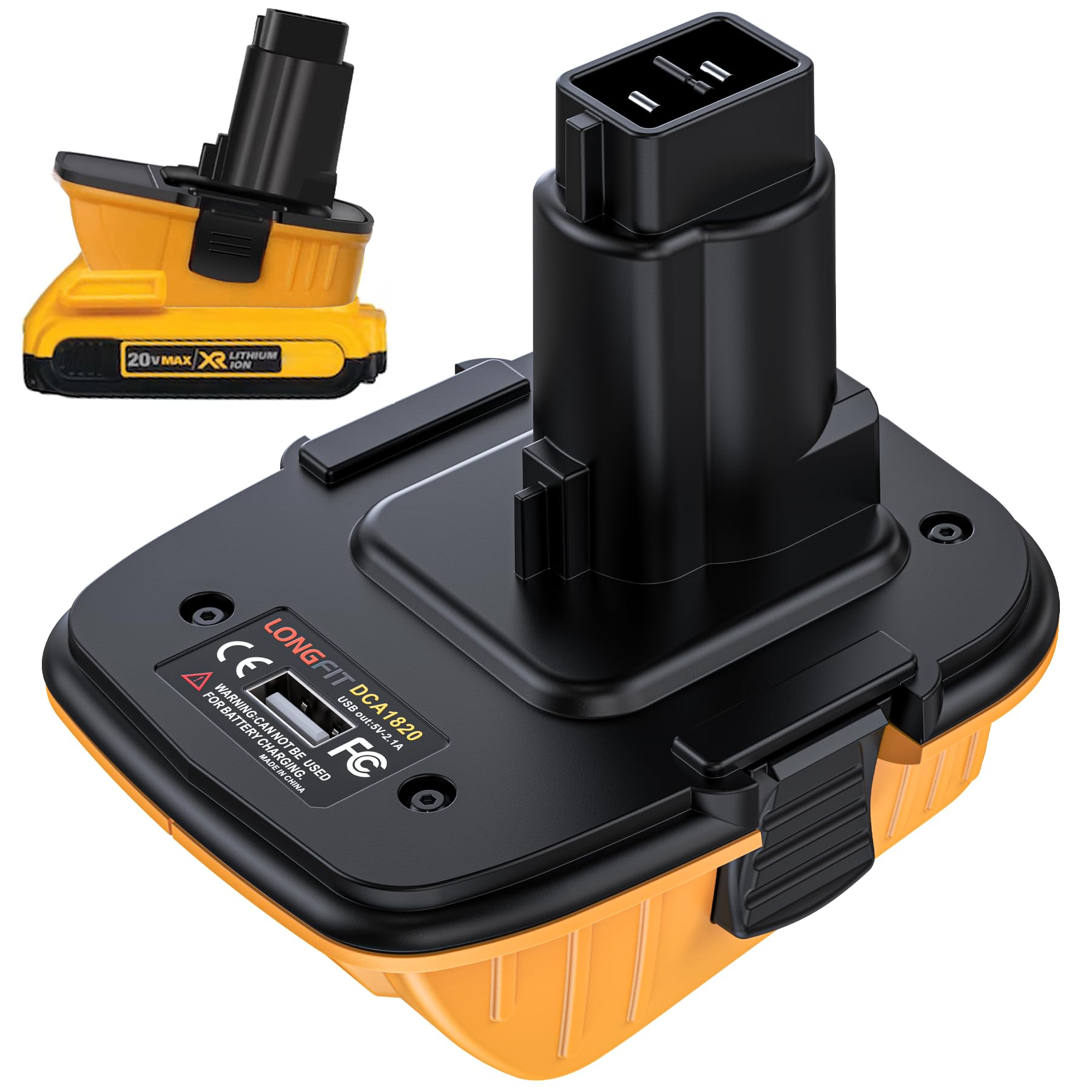 Replace for DeWalt Battery Adapter 18V to 20V DCA1820, Convert 20V Lithium Battery to 18V NiCad & NiMh Battery DC9096 DC9098 DC9099 DW9098 DW9096, with 5V USB Port, for Drills, Sanders and Mo - WoodArtSupply