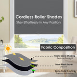 TOVALOR Cordless 100% Blackout Roller Shades for Windows,UV Protection Pull Down Shades,Room Darkening Door Blinds Thermal Insulated Fabric for Home Office and Bedroom(14" W x 72" H,Grey) TOVALOR