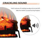 PuraFlame 24" Free Standing Electric Fireplace Log Set Insert, 750W/1500W Heater, 6 Flame Colors with 5 Brightness, Crackling Sound, Remote Control PuraFlame