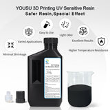 YOUSU High-Temp Resistant 3D Printer Resin - Up to 220°C, 3D Printing Resin for Engineering, Industrial Applications, 405nm DLP LCD UV-Curing Photopolymer Resin, Black 1000g Yousu