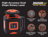 Johnson Level & Tool 40-6541 High Accuracy Dual Slope Rotary Laser System, Red, 1 ‎Kit Johnson
