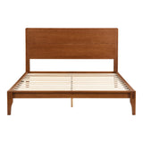 Merax Queen Size Bamboo Platform Bed Frame with Mid-Century Modern Design and Tall Headboard Merax