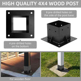 Rasugarlary 4x4 Post Base 6 PCS, Deck Post Anchor Base (Actual 3.6"x3.6") Black Powder Coated Post Bracket Wood Fence Pergola Brackets for Mailbox Railing Porch Rasugarlary