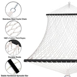 SZHLUX Double Rope Hammocks, Traditional Hand Woven Cotton Hammock with Hardwood Spreader Bar and Carrying Case for Outdoor, Indoor for Two Person, 450lb Weight Capacity SZHLUX