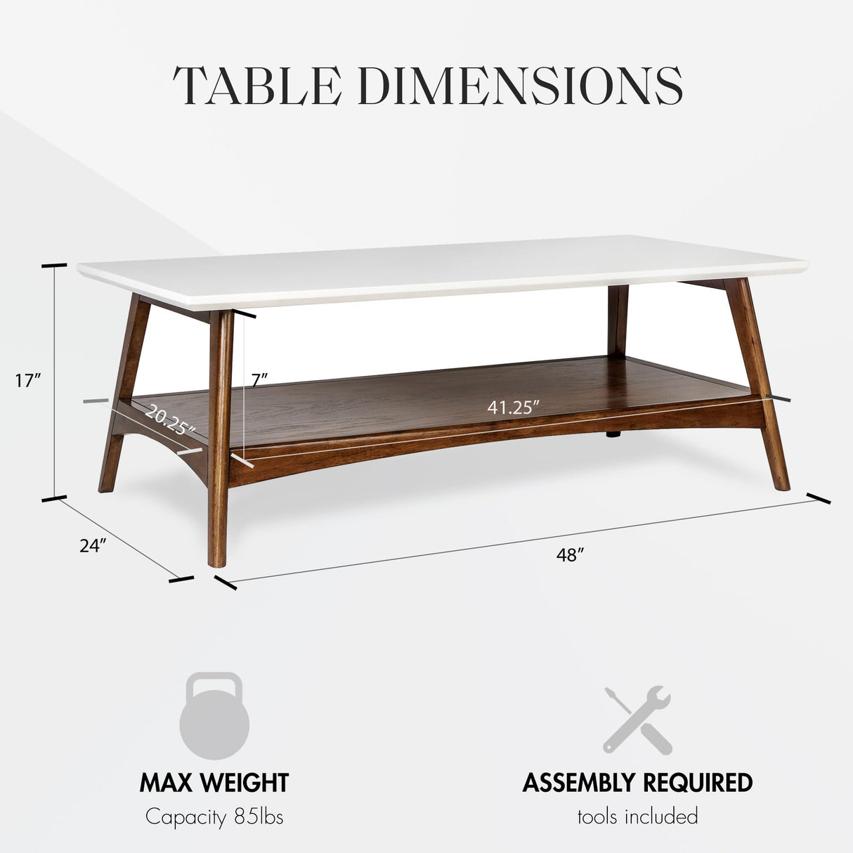 Madison Park Rectangular Wood Coffee Table With Solid Wood Frame & Legs, Living Room Coffee Tables With Storage Shelf, Accent Furniture For Living Room, Minimalist Decor - Off-White / Pecan Parker Madison Park