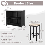 Crownland 3-Piece Wicker Patio Outdoor Bar Set, 2 Stools and 1 Glass Top Table, Bistro Set, Brown Furniture for Deck, Lawn, Backyard Crownland