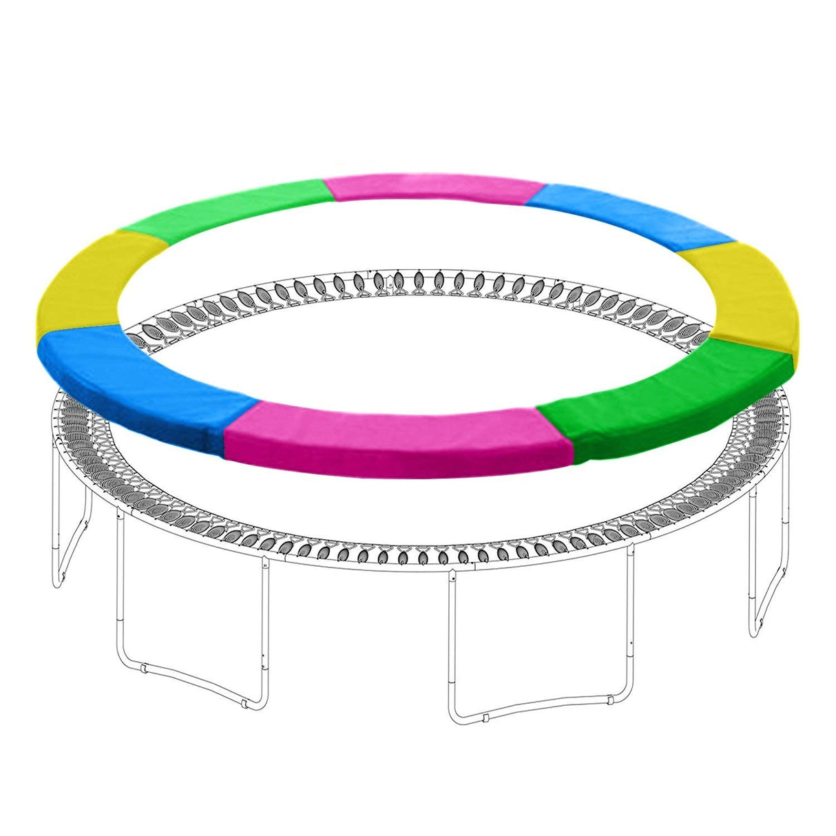 Trampoline Pad Replacement 14 FT Trampoline Replacement Safety Pad 14FT Trampoline Spring Cover Waterproof UV Resistant Tear Resistant Surround Spring Foam Cover Round Frame No Holes for Pole Rainbow ULTRAPOWER SPORTS