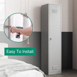 Kooyon Metal Lockers for Employees,71" Metal Storage Cabinet with Lock,1 Door Steel Storage Locker Cabinet for Home,Gym,School, Office,Garage-Assembly Required(Gray) Kooyon