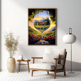 CHWGLFGG 5D Diamond Art Kits for Adults Beginners, Landscape Wine in Glass Diamond Painting Kits, DIY Full Round Drill Paint by Diamonds Dot Gem Art for Adults, Home Wall Decor 12x16 Inch CHWGLFGG