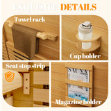 Tehanld Far Infrared Wooden Sauna Low EMF- 2 Person Personal Sauna for Home Use, Full Spectrum Infrared Sauna, Dual Tempered Glass & Bluetooth Speakers - Indoor Sauna 2000W, Natural Wood Tehanld