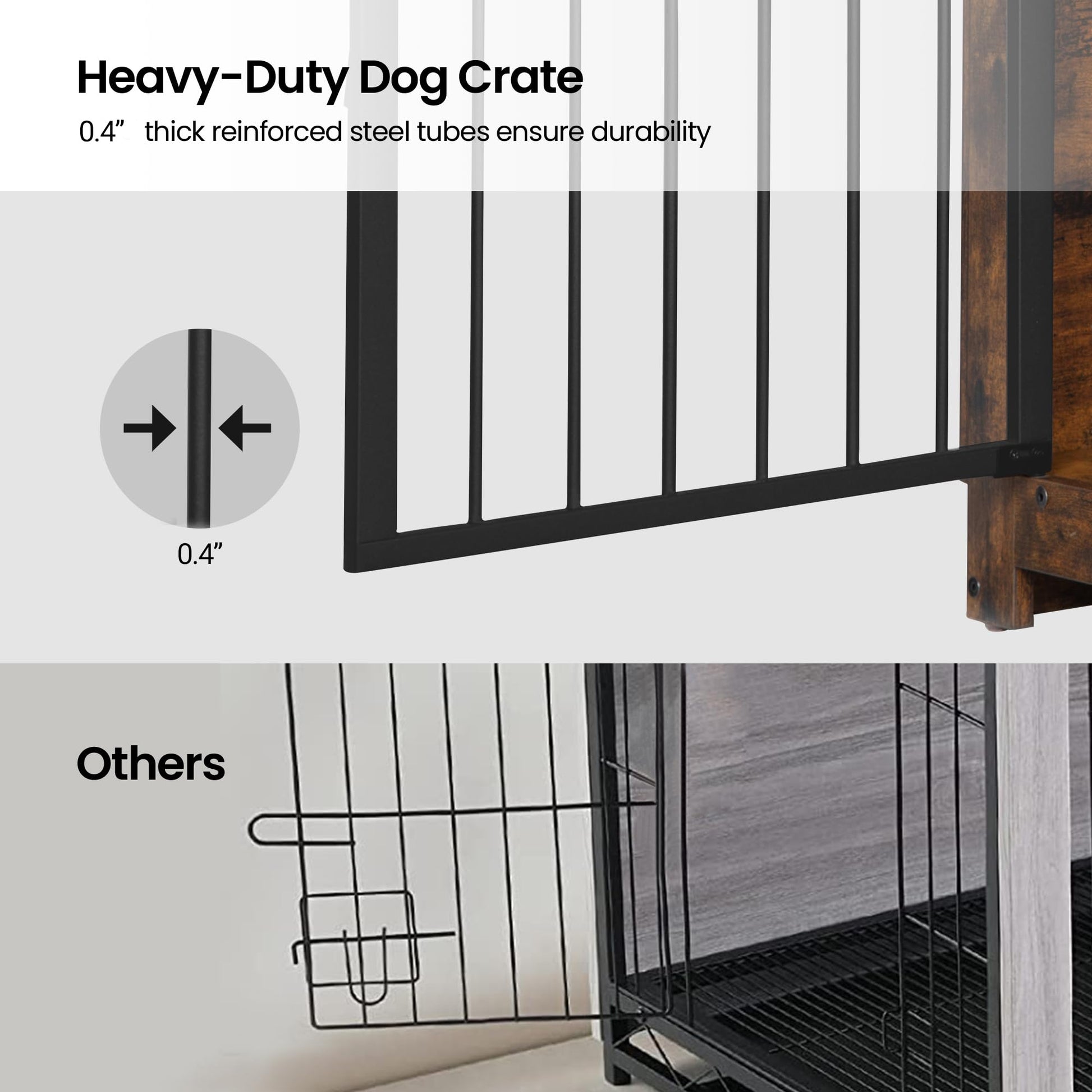 Hzuaneri Dog Crate Furniture, 44.1" Double Door Dog Crate with Barn Door, Dog Kennel Indoor, End Side Table Wooden Dog Crate for Small Medium Large Dog, Anti-Chew Anti-Escape, Rustic Brown - WoodArtSupply