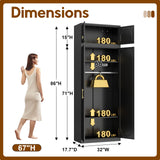 UNICOLY 86" Armoire Wardrobe Closet, 71'' Metal Closet with 15" Cabinets, Wardrobe Cabinet with Hanging Rod, for Bedroom School, Employee, Gym, Armarios De Ropa para DormitorioAssembly Required, Black UNICOLY