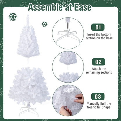 COSTWAY 5Ft-Artificial-PVC-Christmas-Tree-W-Stand-Holiday-Season-Indoor-Outdoor-White