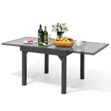 PATIOHIT Modern Aluminum Outdoor Dining Table - Expandable Patio Glass Dining Table for 6-8, Extendable Aluminum Patio Extender Table 35" to 70" for Backyard, Porch, Deck, Garden, Tempered Glass Gray PATIOHIT
