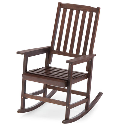 Mederlo Acacia Wood Outdoor Rocking Chair, Patio Rocker for Front Porch, Deck, Indoor