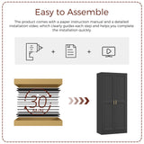 Kubohogar 60" Tall Metal Pantry Cabinet, Black Kitchen Pantry Storage Cabinet with Doors and 3 Adjustable Shelves, Cupboard for Kitchen, Dining Room, Living Room, Bathroom Kubohogar