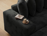 ohllob 110" Modular Sectional Sofa, L Shaped Couch with Chaise Lounge, Fluffy Corduroy Cloud Couch with Deep Seat for Living Room (Black) ohllob