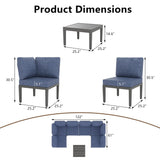 Kullavik Patio Furniture Set,7 Pieces Metal Modern Outdoor Furniture,Outdoor Sectional Sofa w/5.1" Cushions and Coffee Table for Patio,Backyard，Navy Blue Kullavik