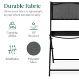 Best Choice Products 3-Piece Patio Bistro Dining Furniture Set w/Textured Glass Tabletop, 2 Steel Folding Chairs, Polyester Fabric - Black Best Choice Products