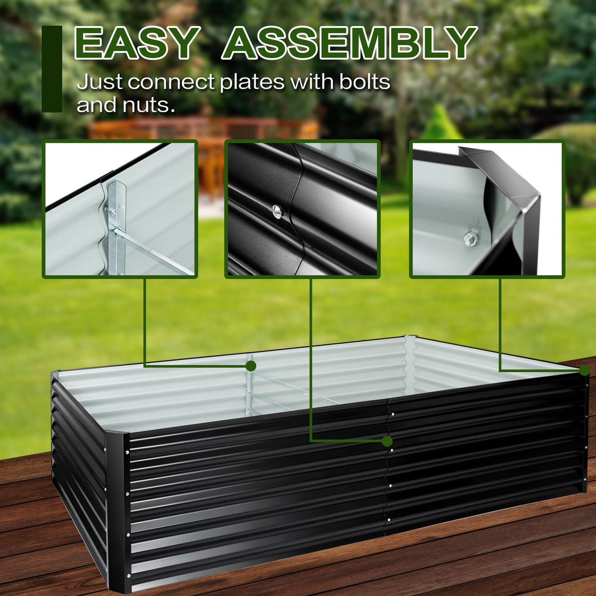 EDOSTORY Metal Raised Bed Garden Bed Kit, 8x4x2ft Tall Galvanized Planter Raised Garden Boxes Outdoor, Large Metal Raised Garden Beds for Flowers, Vegetables, Herbs EDOSTORY