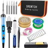 Electronics Soldering Iron Kit - 80W Digital LCD Solder Gun with ON/OFF Switch Adjustable Temperature Controlled and Fast Heating Thermostatic Design Welding Tools for DIY Welding Circuit Board (80W) SREMTCH