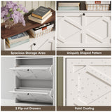 Maupvit Shoe Cabinet with 2 Flip Drawers, Shoe Storage Cabinet for Entryway, Freestanding Shoe Organizer with Open Storage, Farmhouse Narrow Shoe Rack with Wooden Legs for Foyer, Hallway,Antique White Maupvit