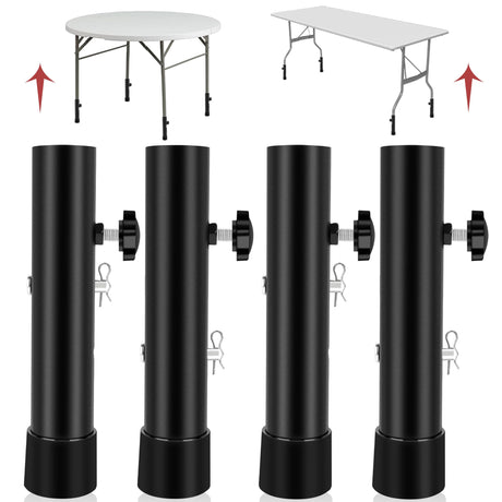 (4-Pack) Folding Table Leg Extenders, Highly Durable Steel Folding Table Leg Risers, Table Leg Extensions for Straight and Bent Legs, Adjustable Table Height Extenders for Rise 3.6in/5.2in Laowu