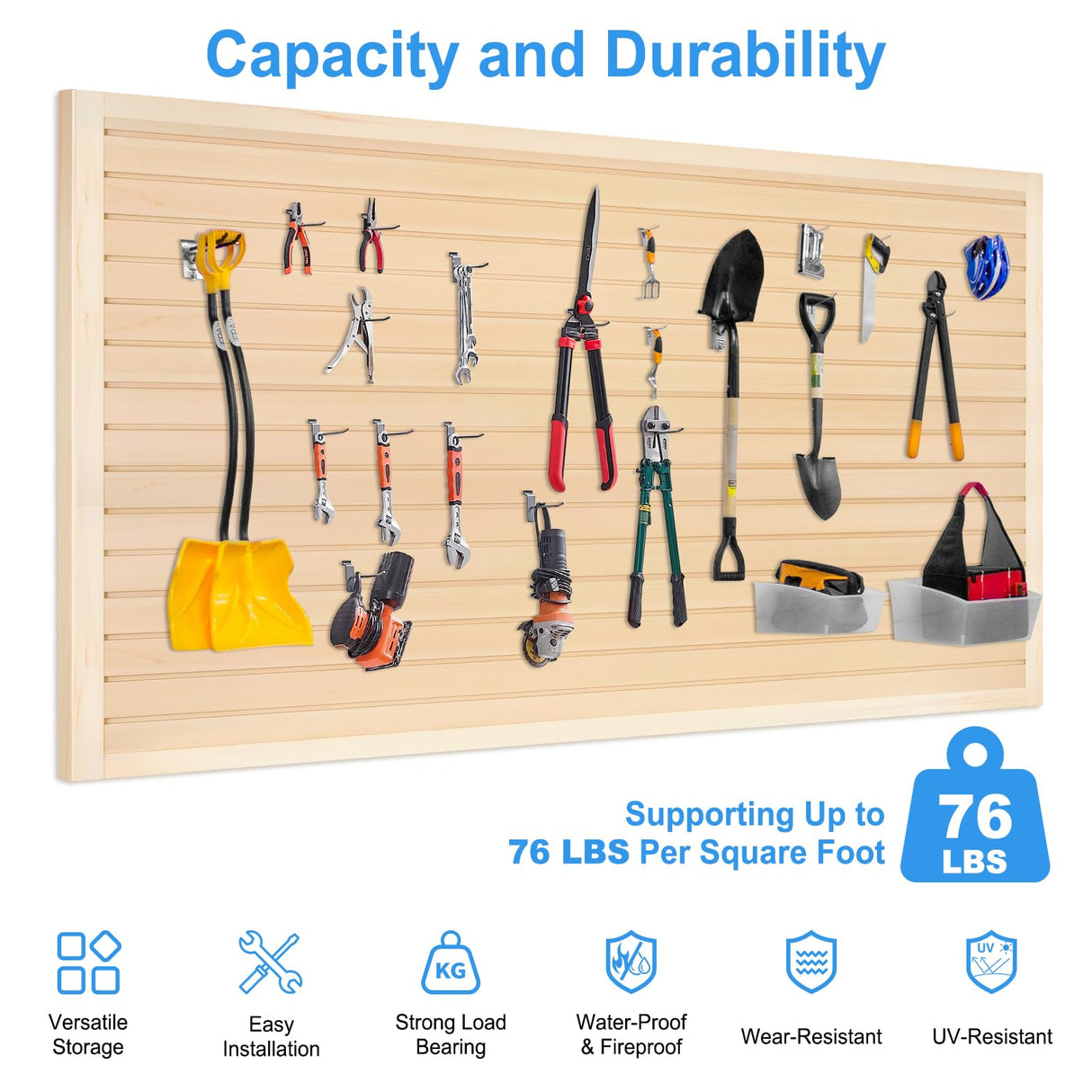 [8x4 Ft²] PVC Slat Wall Paneling, Adjustable Slatwall Panels with Coupling Structure, Slatted Wall Panel System with Customizable Storage Options, DIY Cutting & Easy-to-Install Slatwall Board Shelves QUEENLINK