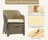 LHBcraft Outdoor Patio Wicker 5-Piece Furniture Set, No Assembly Required All-Weather Rattan Conversation Bistro & Storage Table for Garden, Porch, Balcony and Deck (Beige) LHBcraft