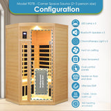 Xmatch Saunas 907B Far Infrared Sauna, Indoor Corner Space Wooden Dry Sauna Low EMF (Hemlock Wood, 2-3 Person Size 360 Envolved) Xmatch