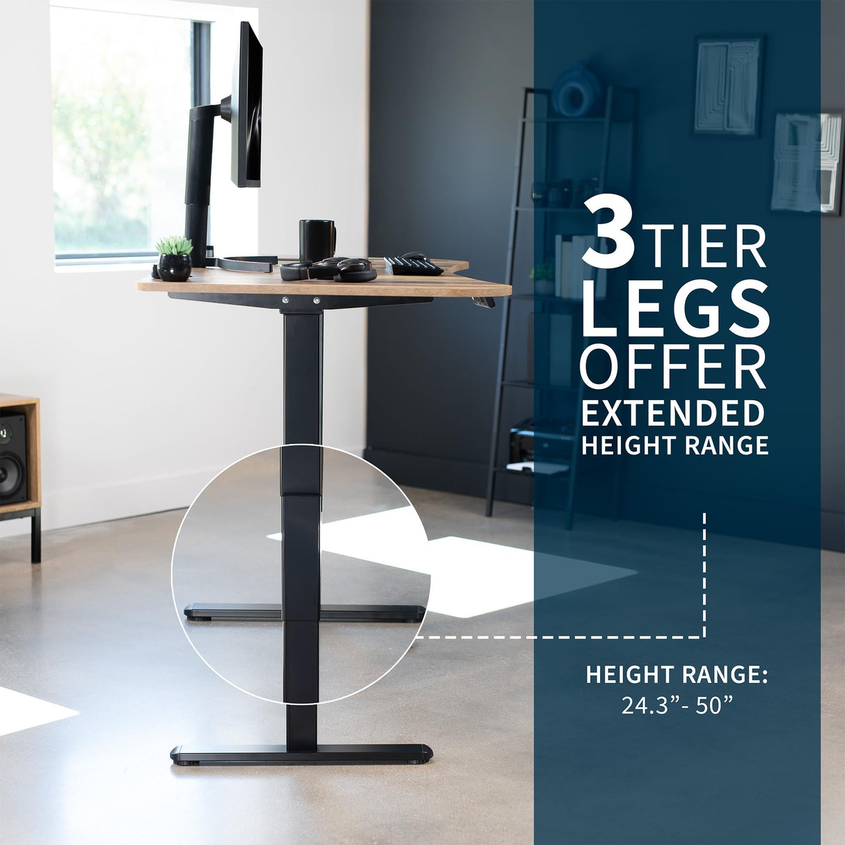 VIVO Electric 63 x 32 in Dual Motor Standing Desk, Memory Height Adjustment, 2B Series, Reclaimed Wood Top Black Frame, DESK-KIT-2B1P VIVO